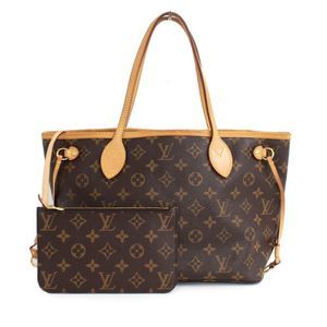 Neverfull PM Monogram Tote Bag  With Pouch Leather Brown